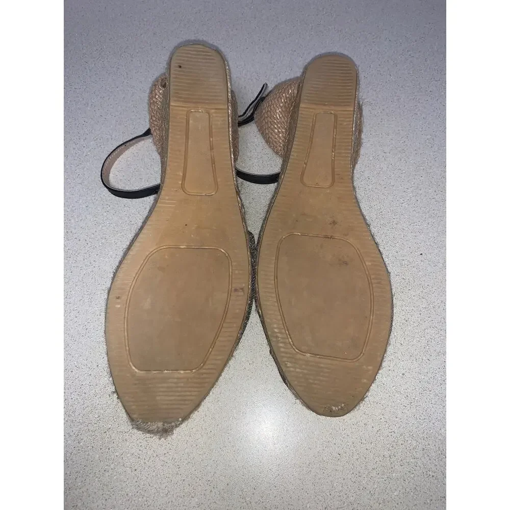 Anthropologie Eric Michael Copa Platform Leather Shimmer Espadrilles Size 8